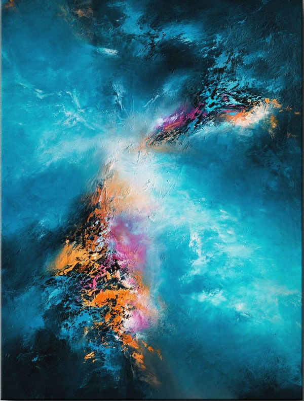 The Deeper the Blue, abstract painting, Chris Lyter, blue, oil paint, american artist, london art, gallery, nature, sky, Wassily Kandinsky