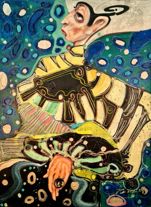 Max Pedreira La sorpresa esperada (The expected surprise). Mixed media on canvas 70 x 50 cm 27 1/2 x 19 3/4 in