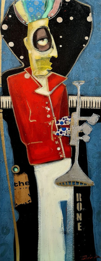 Max Pedreira Rone. Mixed media on canvas 115 x 42 cm 45 1/4 x 16 1/2 in