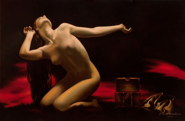 Alexey Golovin Pandora. Oil on canvas 60 x 90 cm 23 5/8 x 35 3/8 in