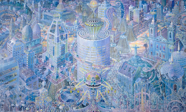 Caio Locke Metropolis Rio Acrylic and oil on canvas 152 x 254 cm 59 7/8 x 100 in