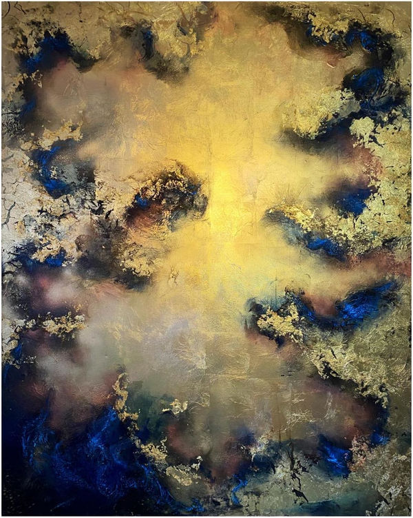 Daniel Hooper Zeus II, 2021 Acrylic and Gold Leaf on canvas 150 x 120 x 4 cm 59 x 47 1/4 x 1 5/8 in