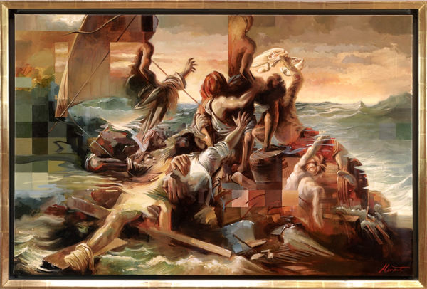 Johnny Morant The Raft of the Medusa, after Théodore Géricault Oil on canvas 75 x 116 cm - unframed 29 1/2 x 45 5/8 in 82.7 x 124.5 x 6 cm - framed