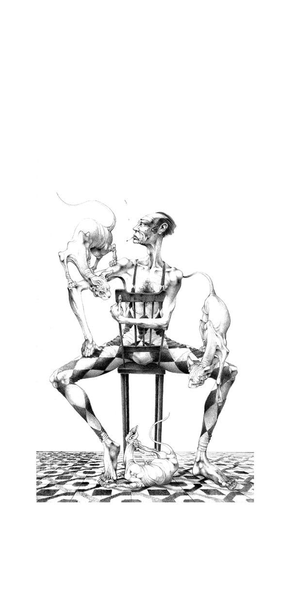 Adolfo Arenas Alonso Les Chats Blancs. PRINT Giclée&Iris print on superalpha paper 250g. Hand embellished by the author. 111 x 76 cm 43 3/4 x 29 7/8 in