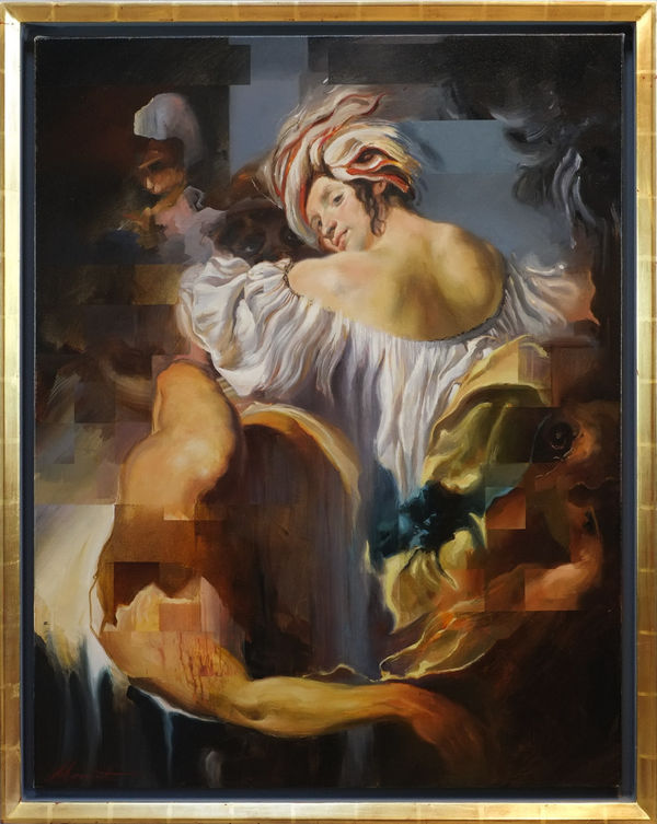 Johnny Morant Judith in the Tent of Holofernes after Johann Liss Oil on canvas 90 x 70 cm - Unframed 35 3/8 x 28 in 98 x 78 x 6 cm - Framed