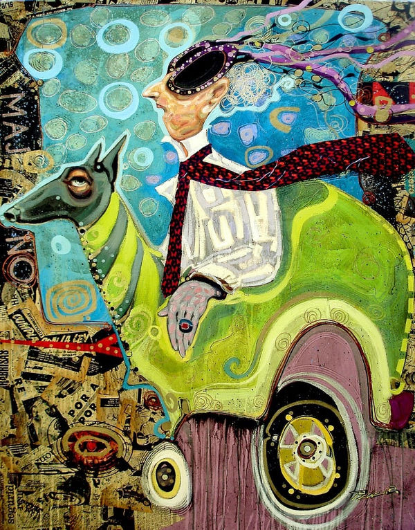 Max Pedreira Felix analiza las posibilidades (Felix analyses the possibilities) Mixed media on canvas 120 x 90 cm 47 1/4 x 35 3/8 in