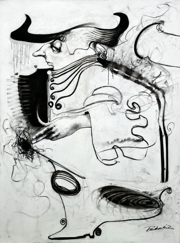 Max Pedreira El escondite (Hideout). Mixed media on canvas 120 x 90 cm 47 1/4 x 35 3/8 in