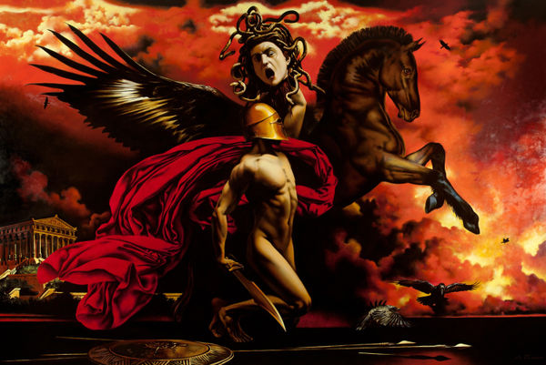 Alexey Golovin Perseus with the head of Medusa. Oil on canvas 200 x 300 cm 78 3/4 x 118 1/8 in