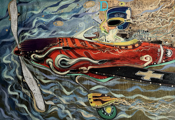 Max Pedreira Der dritte angriff (The third attack). Mixed media on canvas 110 x 160 cm 43 1/4 x 63 in