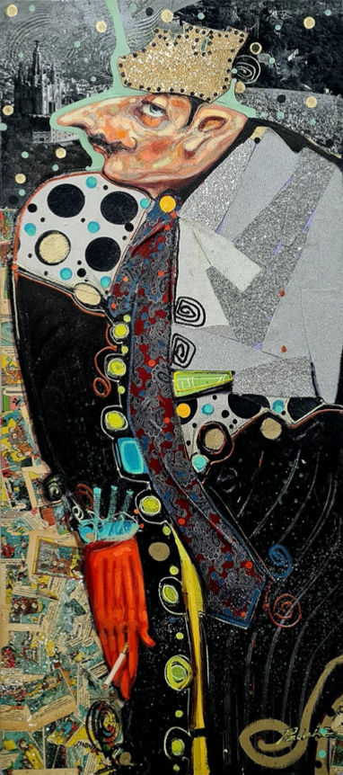Max Pedreira Die Schwarze Fahrt. Mixed media on canvas 100 x 45 cm 39 3/8 x 17 3/4 in