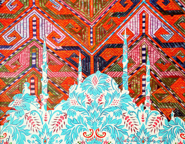 Karl Talip Kara Ayasofya Damask. Oil on Canvas 96 x 150 cm 37 3/4 x 59 in