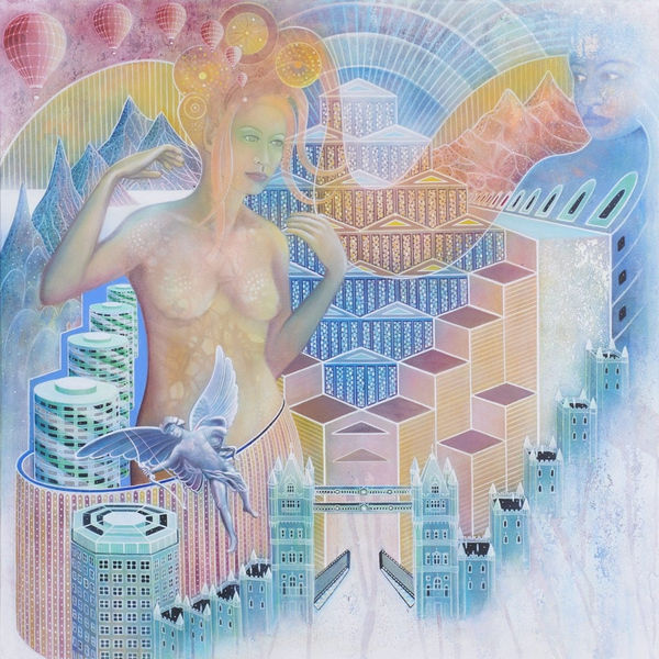 Caio Locke Castles of the Gods. Acrylic on canvas 100 x 100 cm 39 3/8 x 39 3/8 in