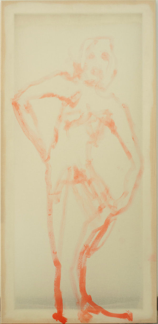 Daniele Formica, Bowing forward, hand on bent knee, 2025