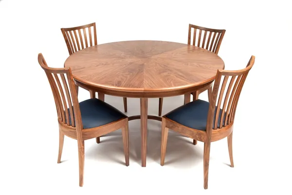 Extendable Walnut Dining Table and Chairs