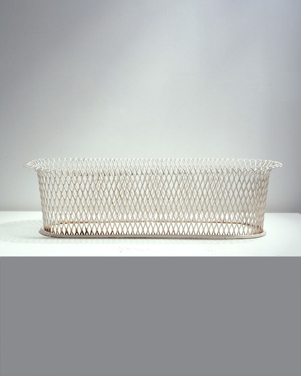 Mathieu Matégot, White Metal Planter With Flared Rim