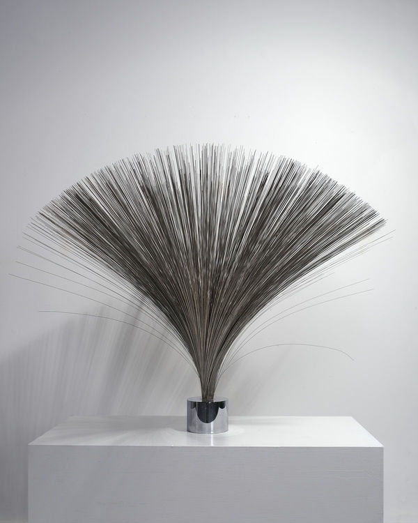 In the style of Harry Bertoia 'Spray' Sculpture c.1970's Steel rods on chrome base H72 x D85 cm approx