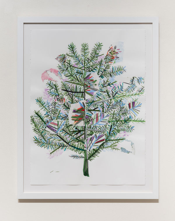 Amanda Wojick Pine with Sakura, 2025 mixed media collage on paper 30 x 22" paper 35 x 27.25" framed