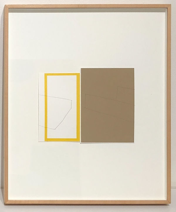 Kate Shepherd Yellow Frame and Brown Solid, Box and Tray Halves Collide, outline and 3-D, 1999 graphite transfer on screen print 7 x 8.75"
