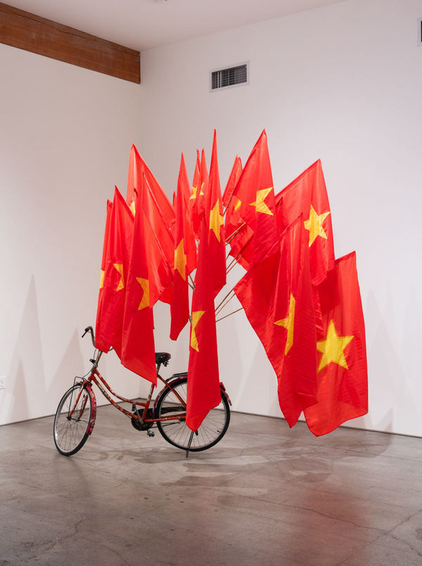 Dinh Q. Lê The Infrastructure of Nationalism, 2009 bicycle, bamboo, rubber and cloth approximately 96 x 72 x 65"