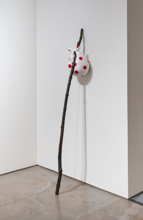 Malia Jensen Debark, 2008 patinated bronze, cast cotton paper, watercolor 75 x 11 x 21"