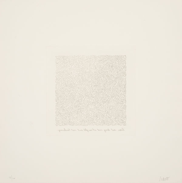 Sol LeWitt Lines Not Long, Not Straight, Not Touching, 1971 etching 7.5 x 7.5" plate 14.5 x 14.5" paper 16.25 x 16.25" framed