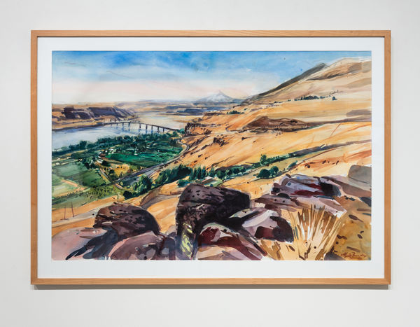 Henk Pander Columbia Gorge at Stonehenge, 2006 watercolor 40 x 60" paper 45.5 x 64.5" framed