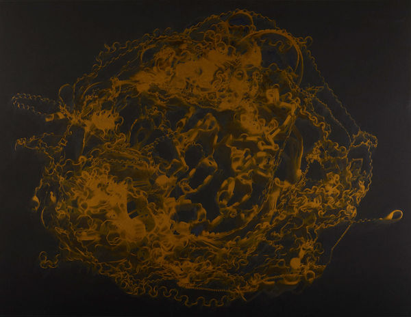 Anna Von Mertens Remnant (Gold), 2022 metallic pencils on black paper 39 x 51" framed