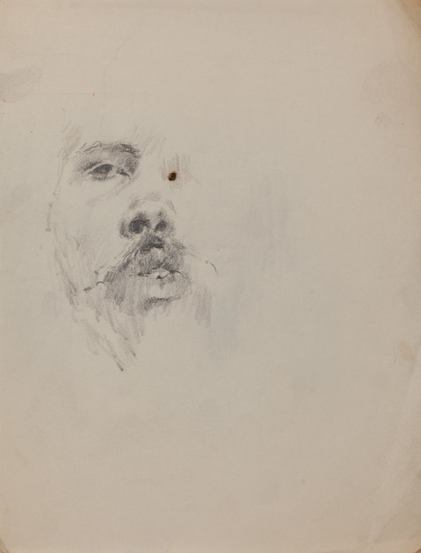 Ed Bereal Untitled (Self Portrait) EB-008, 1958-1965 graphite on paper 11 x 8.5" paper 17 x 14.25" framed
