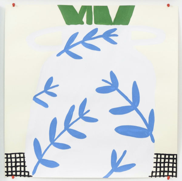 Carissa Potter, White vase with blue leaves, 2021
