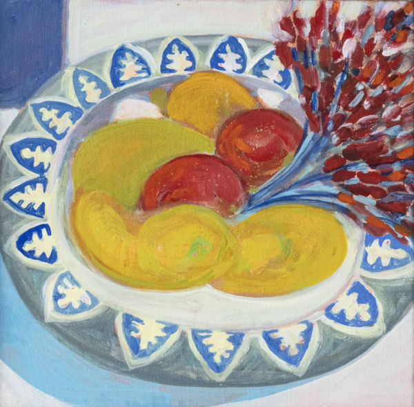 Brita Holmquist Red Hot Pepper Bouquet Oil on canvas 12 x 12 in 30.5 x 30.5 cm