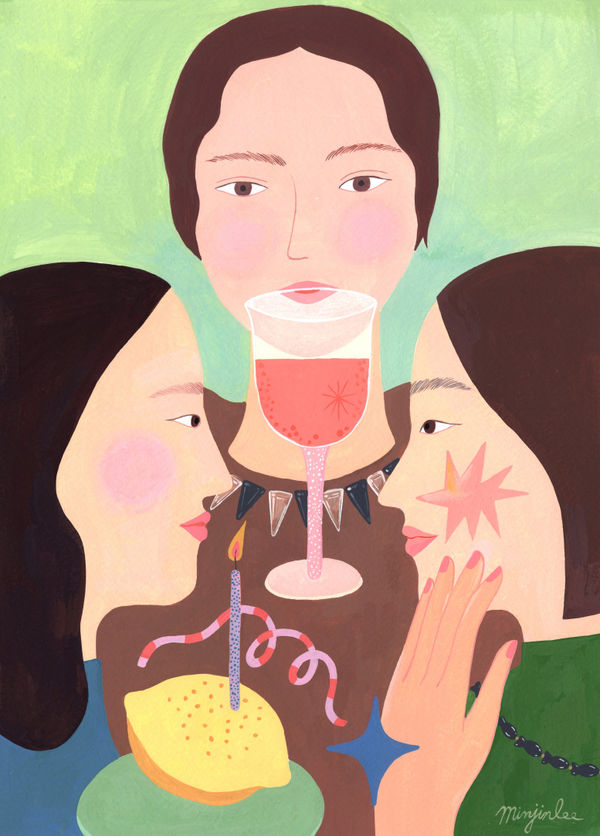 이민진 세 친구, 2024 종이에 아크릴 과슈 37 x 27 cm