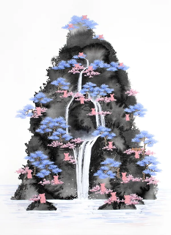 하리보도71 (HARIBO Island 71), 2024 장지에 혼합재료 46 x 33.5 cm