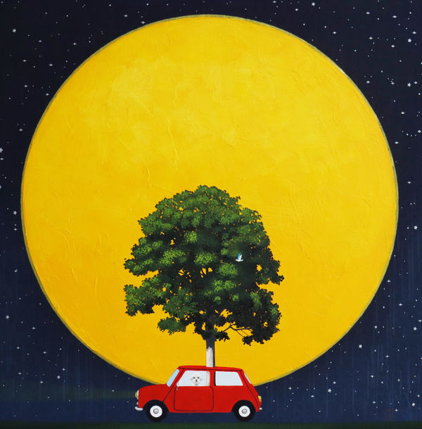 남재현 차 속 나무심기, 2025 장지에 채색 45.5 x 45.5 cm