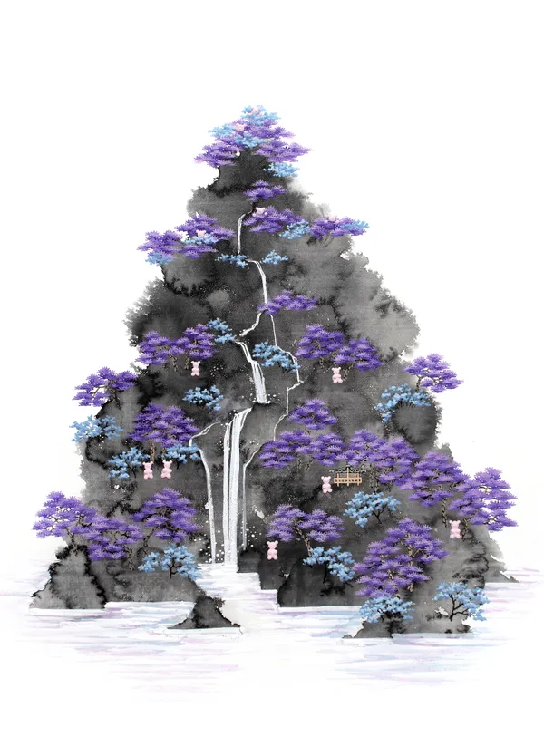 하리보도22 (HARIBO Island 22), 2024 장지에 혼합재료 72.7 x 53 cm