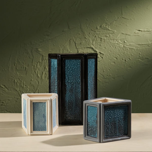 Eunsol Kim, 'Window' Series, Set of Three Glazed Ceramic Sculptures in Black and Blue, The Netherlands, 2025