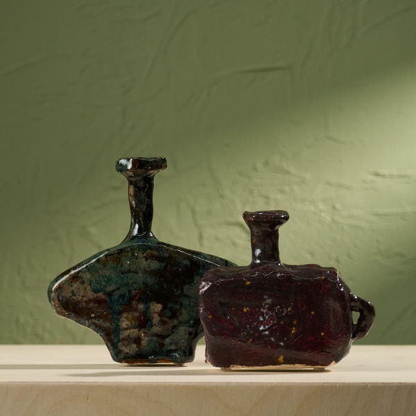 Willem van Hooff, Set of two Tiny Core Vessels, Glazed Earthenware, The Netherlands, 2020s