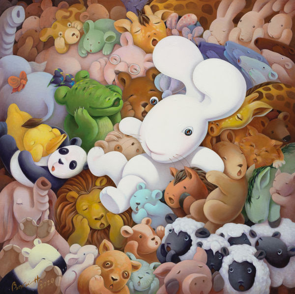 黃本蕊 Benrei HUANG 當你成了眾人心中的真命天子 When you're the one, everybody wants a piece of you, 2020 壓克力顏料／畫布 Acrylic on canvas 36 1/8 x 36 1/8 in 91.5 x 91.5 cm