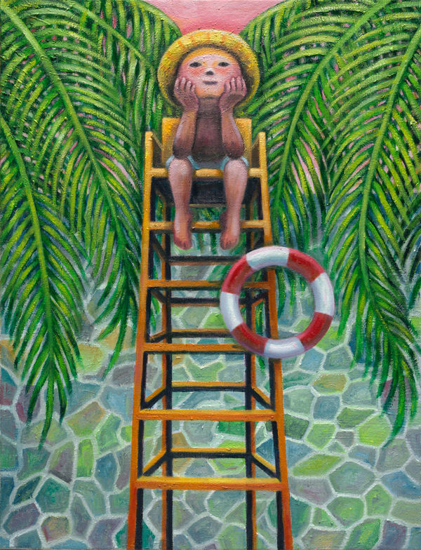 幾米 Jimmy Liao 夏日的煩惱 Summer Worries, 2023 油彩／畫布 Oil on canvas 65 x 50 cm