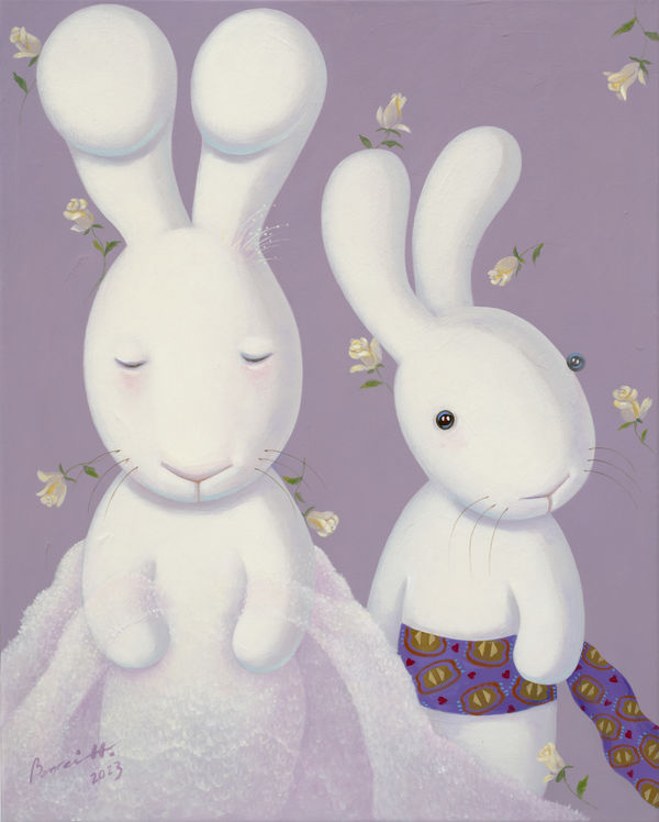 黃本蕊 Benrei HUANG 教堂鐘響時 When church bells ring, 2023 壓克力顏料／畫布 Acrylic on canvas 76.5 x 61 cm