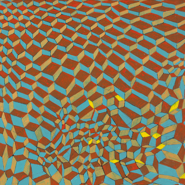 王玫玲 Mei Ling WANG 正直 Upright, 2022 壓克力顏料、批土／畫布 Acrylic and putty on canvas 9 7/8 x 9 7/8 in 25 x 25 cm