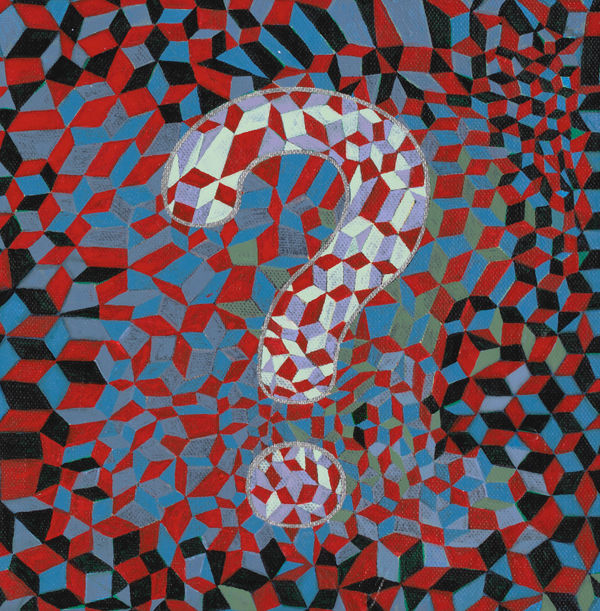 王玫玲 Mei Ling WANG 問號 Question Mark, 2022 壓克力顏料、批土／畫布 Acrylic and putty on canvas 7 7/8 x 7 7/8 in 20 x 20 cm