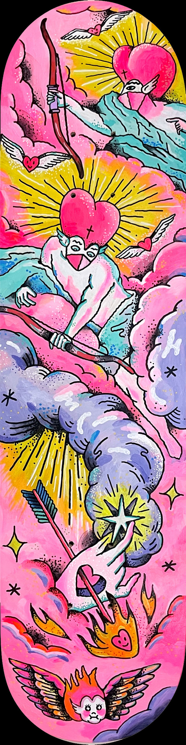 喇叭吮 Laba 愛的神射手 Love shooters , 2023 壓克力顏料／木板 Acrylic on woodboard 31 1/2 x 7 7/8 in 80 x 20 cm