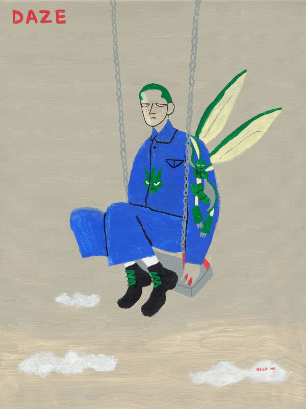 桑拿大可 Sangna Take Pokemon x Bottega Veneta-飛天螳螂 Pokemon x Bottega Veneta-Scyther, 2022 壓克力顏料／畫布 Acrylic on canvas 15 3/4 x 11 3/4 in 40 x 30 cm