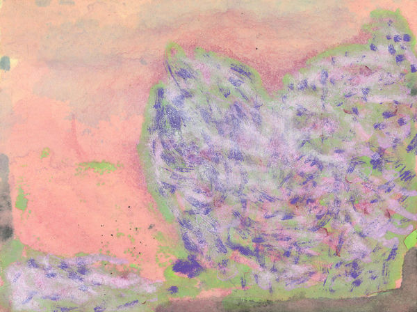 鄭帛囪 CHENG Po-Tsung 無題 Untitled, 2013-2022 水彩、原子筆、油漆筆、立可白（帶）／便條紙 Watercolor, ball pen, marker, white-out on note paper 3 x 4 in 7.6 x 10 cm