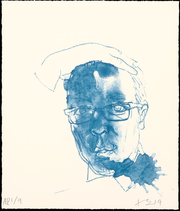 刘小东 LIU Xiaodong, 蓝色自画像 Blue Self Portrait, 2019