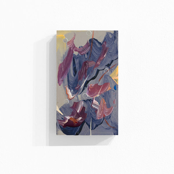 龔寶稜 Pao-Leng KUNG 端點 Endpoint, 2024 壓克力顏料、貼紙 / 油氈板 Acrylic and stickers on linoleum block 12.7 x 7.6 x 2.3 cm