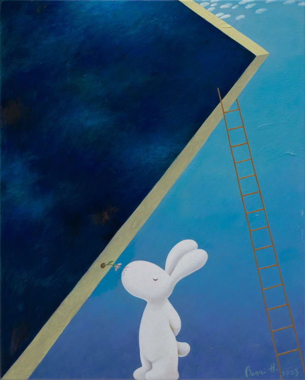 黃本蕊 Benrei HUANG 天都塌下來啦 The sky is falling, 2023 壓克力顏料／畫布 Acrylic on canvas 76.5 x 61 cm