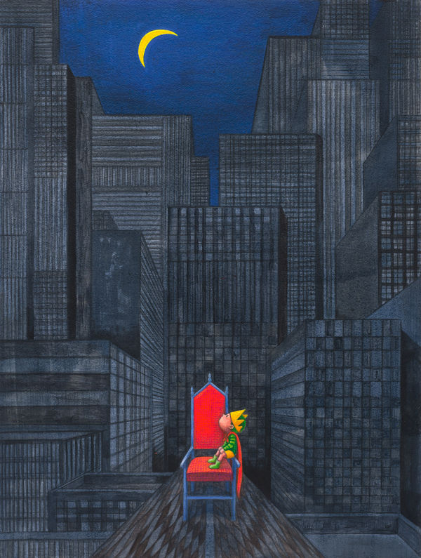 幾米 Jimmy Liao 小王子的寶座-3 The Throne of the Little Prince-3, 2022 壓克力顏料／紙 Acrylic on paper 76 x 56 cm