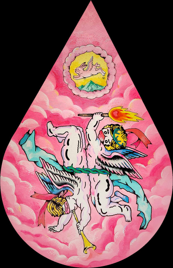 喇叭吮 Laba 69天使 69 angel, 2022 壓克力顏料／畫布 Acrylic on canvas 23 5/8 x 15 3/4 in 60 x 40 cm