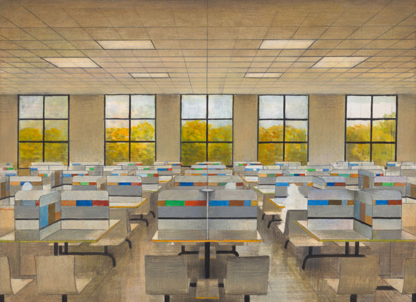 張安 ZHANG An, 《疫情期間的食堂》色彩小稿之一"Canteen during the Epidemic" Color Sketches 1, 2020